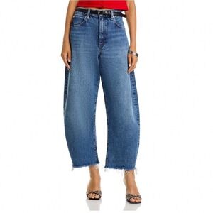 FRAME The Bubble High Rise Crop Barrel Leg Jeans Knock Out Blue Size 28 NEW